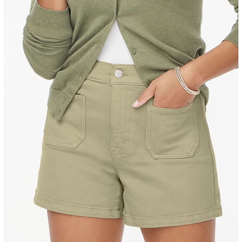 J. Crew‎ High Rise Utility Shorts Size 2 (25) Khaki Green Cotton Blend NWT